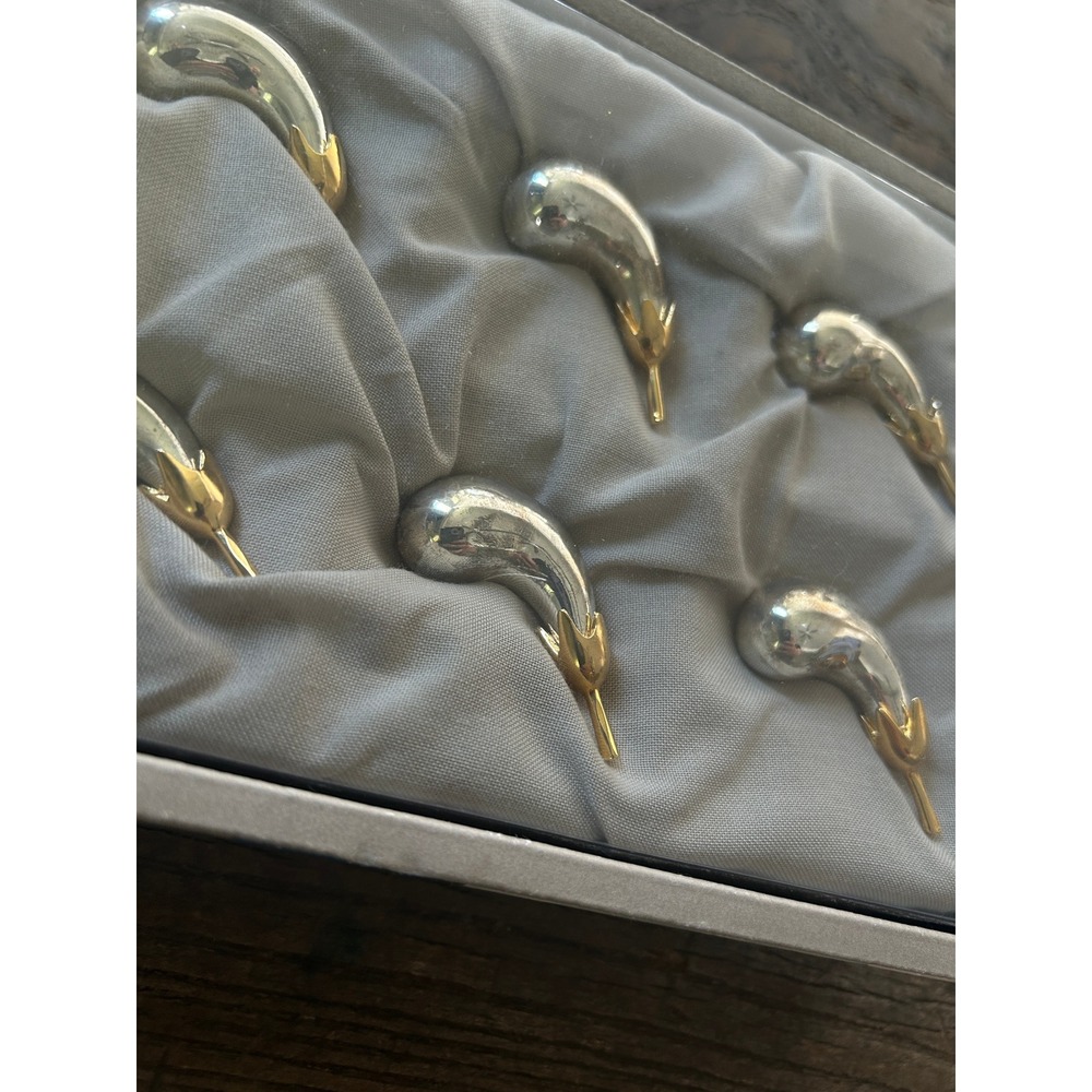 Vintage Joie de Vivre Silverplate Eggplant Aubergine Knife Rests Set of 6 Boxed - Picture 4 of 7
